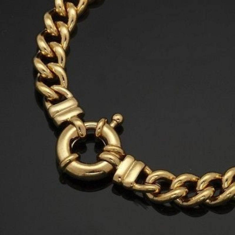18ct Heavy Yellow Gold Plated  Euro Chain Bracelet with Bolt Clasp - USA Made-2