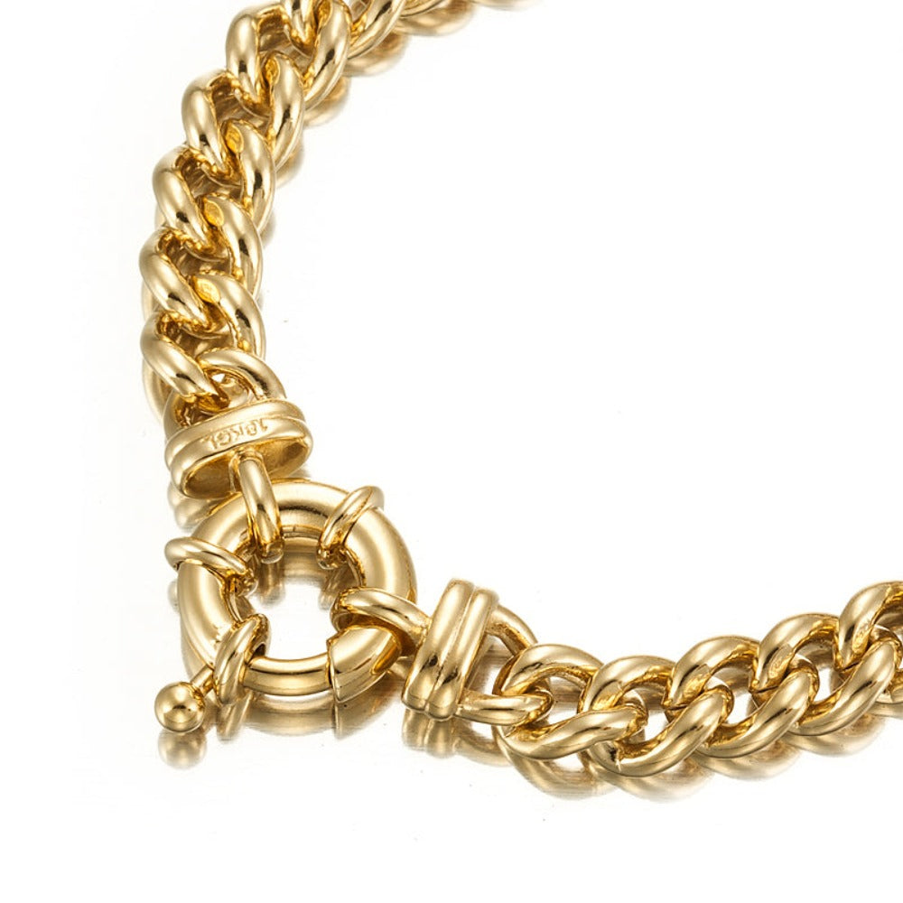 18ct Heavy Yellow Gold Plated  Euro Chain Bracelet with Bolt Clasp - USA Made-0