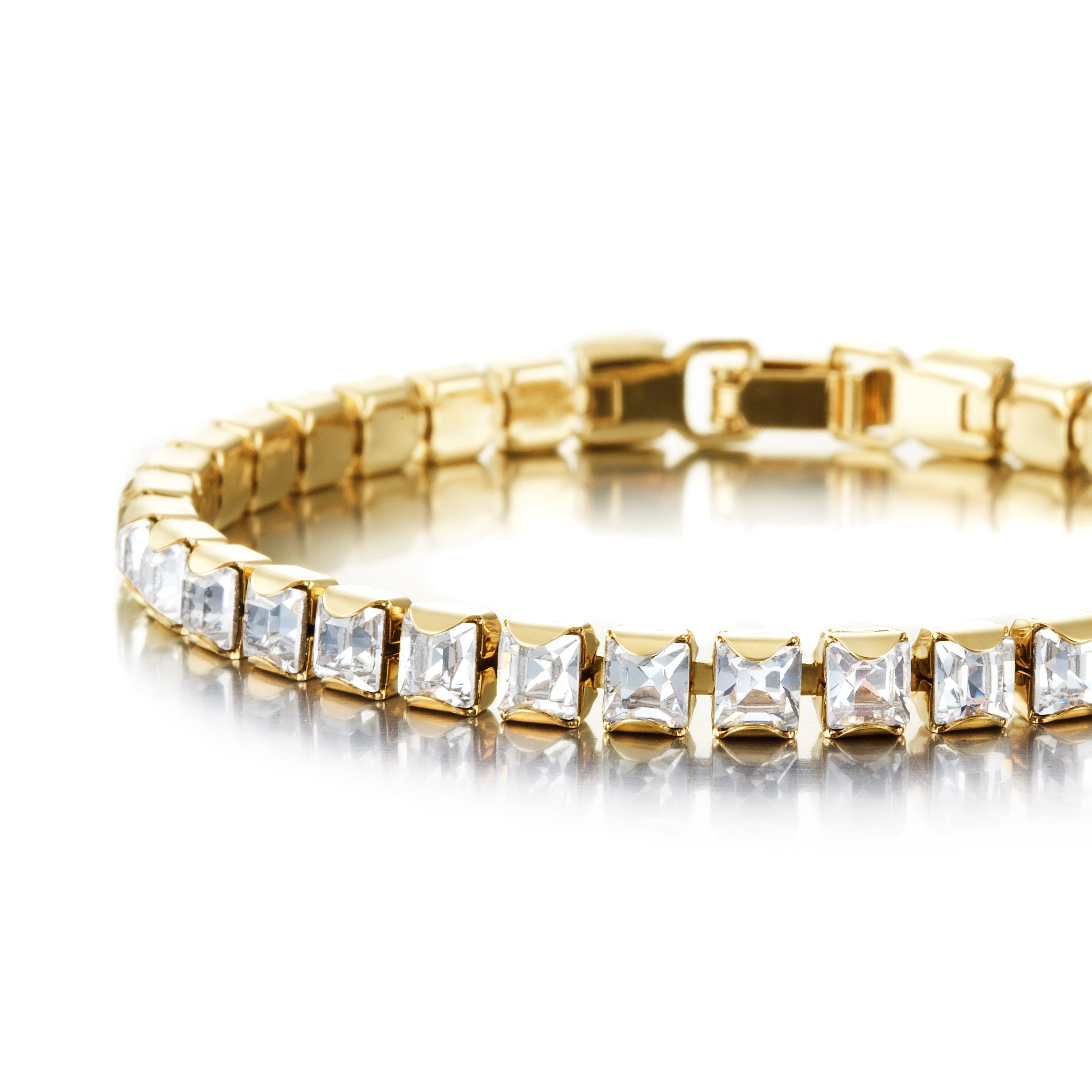 18ct Heavy Yellow Gold Plated Tennis Bracelet Made with SWAROVSKI® Crystals - USA Made-0