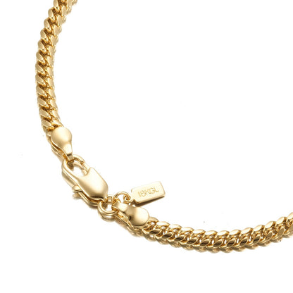 18ct Heavy Yellow Gold Plated 3.5mm Curb Chain Bracelet with Lobster Clasp - USA Made-6