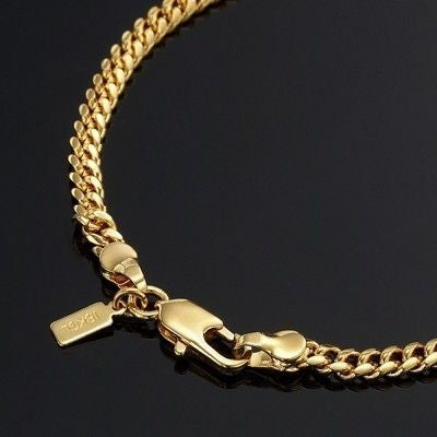 18ct Heavy Yellow Gold Plated 3.5mm Curb Chain Bracelet with Lobster Clasp - USA Made-5