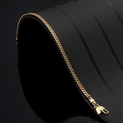 18ct Heavy Yellow Gold Plated 3.5mm Curb Chain Bracelet with Lobster Clasp - USA Made-1