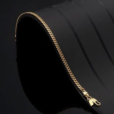 18ct Heavy Yellow Gold Plated 3.5mm Curb Chain Bracelet with Lobster Clasp - USA Made-1