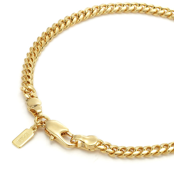 18ct Heavy Yellow Gold Plated 3.5mm Curb Chain Bracelet with Lobster Clasp - USA Made-3