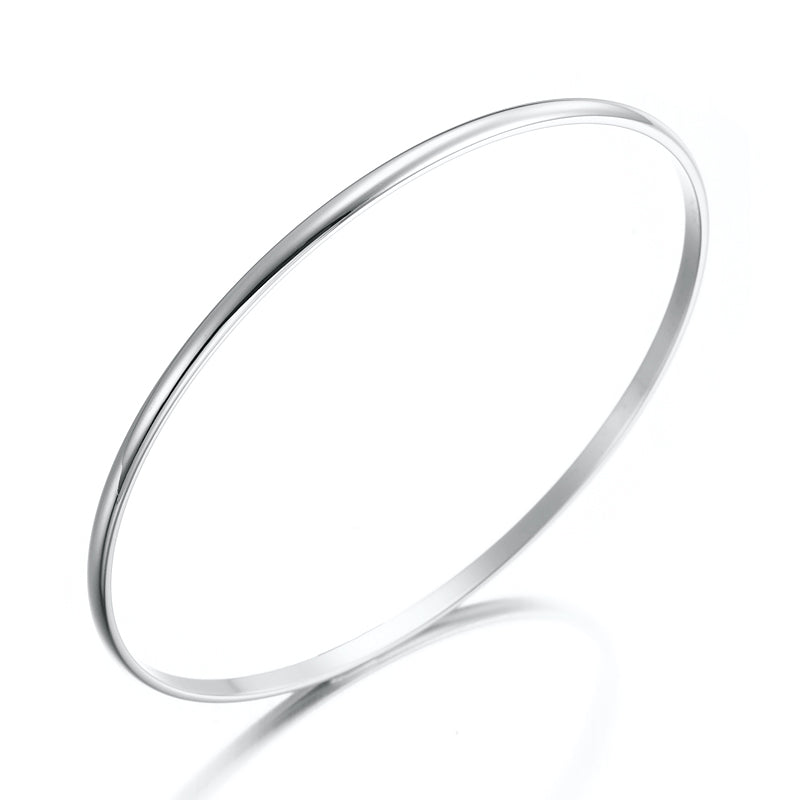 Heavy 925 Sterling Silver Plated Plain 3mm Bangle - USA Made-0