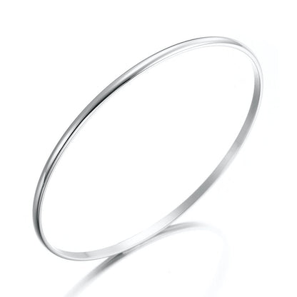 Heavy 925 Sterling Silver Plated Plain 3mm Bangle - USA Made-0