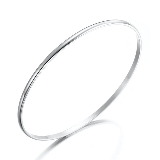 Heavy 925 Sterling Silver Plated Plain 3mm Bangle - USA Made-0