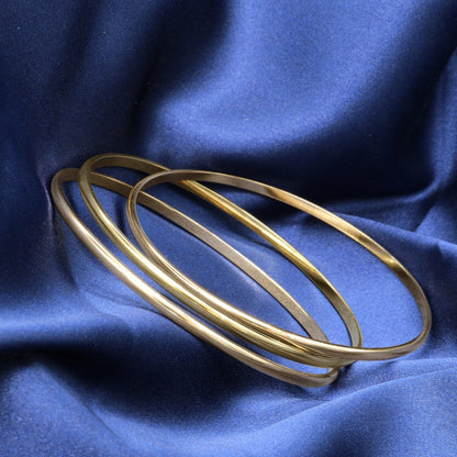 18ct Heavy Yellow Gold Plated Plain 3mm Triple Bangle Set-3
