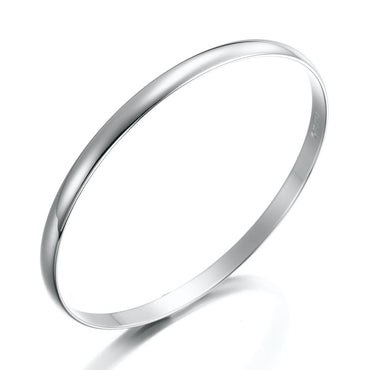 925 Sterling Silver Plated 5mm Plain Bangle - USA Made-1