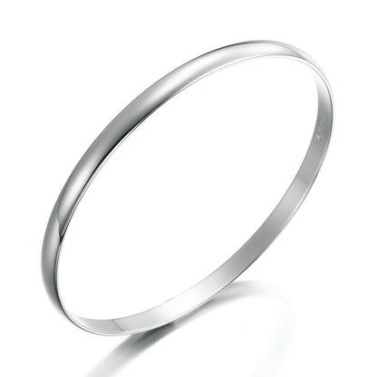 925 Sterling Silver Plated 5mm Plain Bangle - USA Made-1