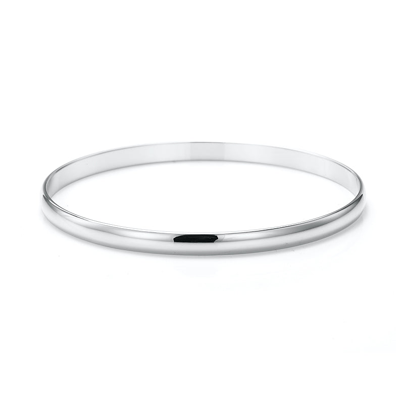 925 Sterling Silver Plated 5mm Plain Bangle - USA Made-0