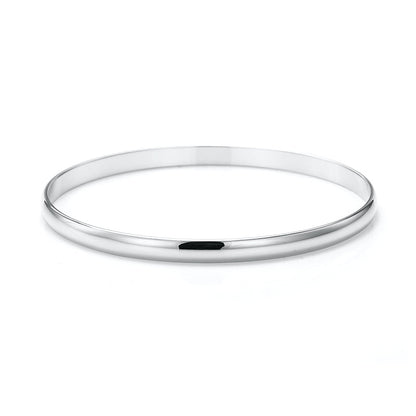 925 Sterling Silver Plated 5mm Plain Bangle - USA Made-0