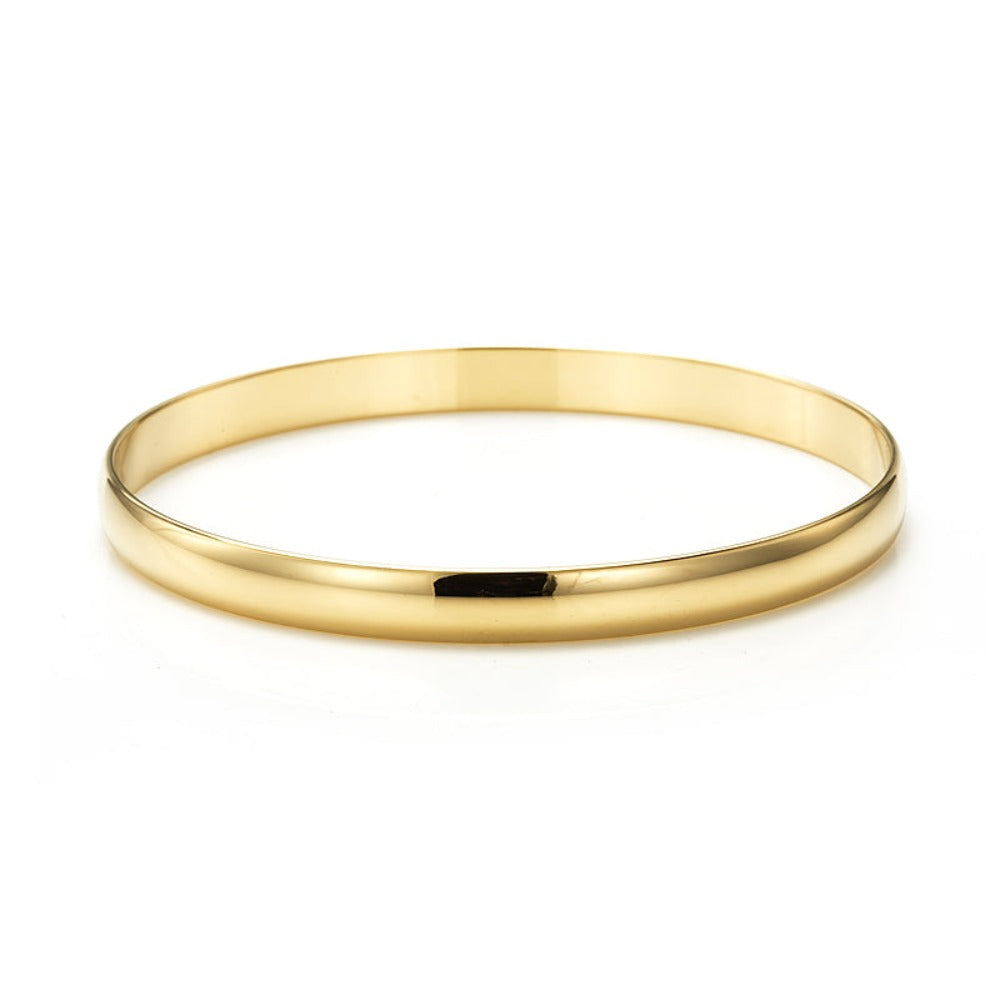 18ct Heavy Yellow Gold Plated Women's Plain Bangle - USA Made-0