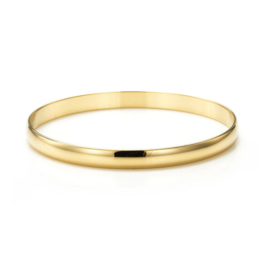 18ct Heavy Yellow Gold Plated Women's Plain Bangle - USA Made-0