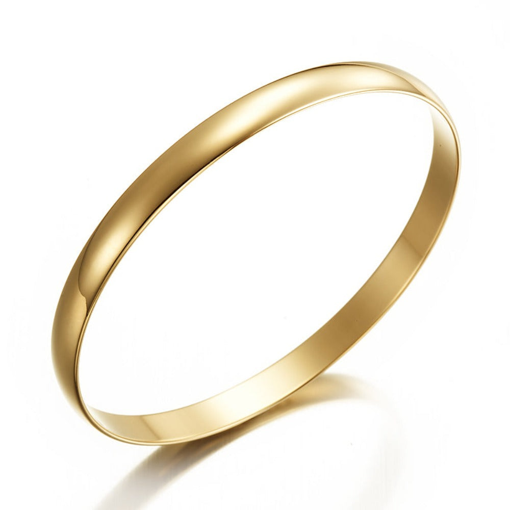 7mm Wide 18ct Heavy Yellow Gold Plated Plain Bangle - USA Made-0