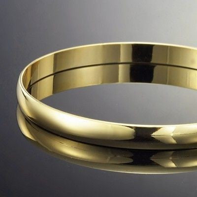 7mm Wide 18ct Heavy Yellow Gold Plated Plain Bangle - USA Made-2
