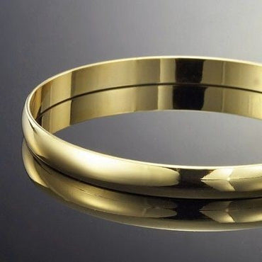 18ct Heavy Yellow Gold Plated 7mm Plain Bangle - USA Made-1