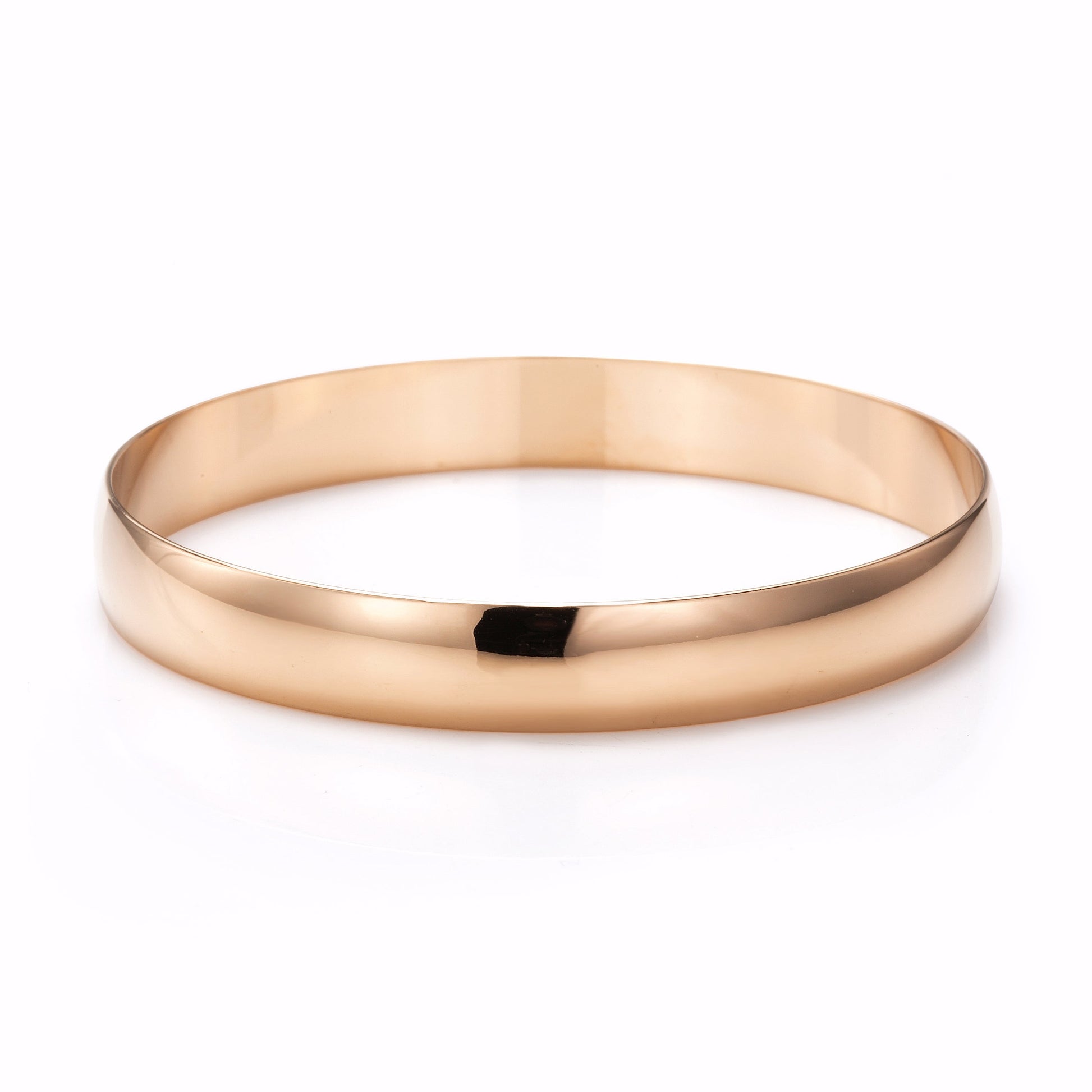 10mm Wide 18ct Heavy Rose Gold Plated Plain Bangle - USA Made-0