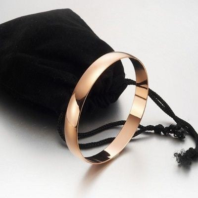 18ct Heavy Rose Gold Plated 10mm Plain Bangle - USA Made-0