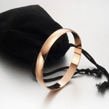 10mm Wide 18ct Heavy Rose Gold Plated Plain Bangle - USA Made-1