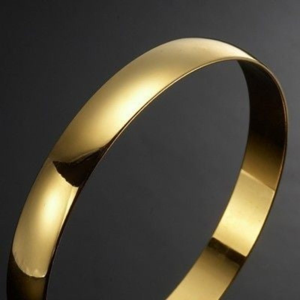 18ct Heavy Yellow Gold Plated Plain Women's Bangle - USA Made-3
