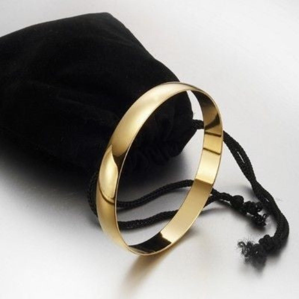 18ct Heavy Yellow Gold Plated Plain Women's Bangle - USA Made-0