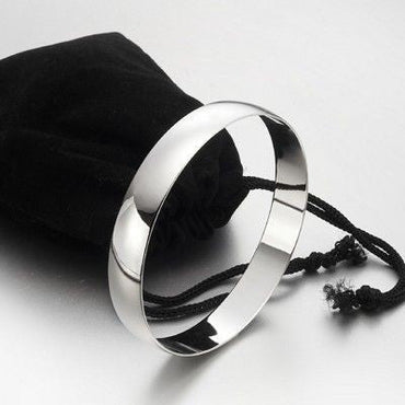 Extra Wide 925 Sterling Silver Plated 13mm Wide Plain Bangle - USA Made-1