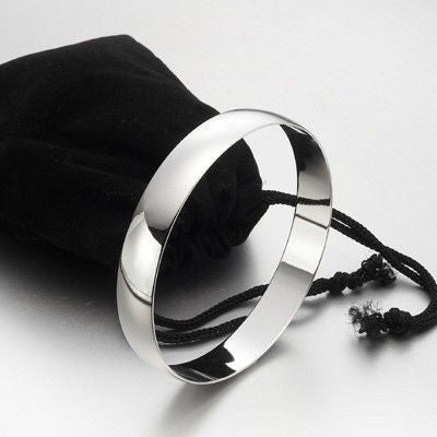 Extra Wide 925 Sterling Silver Plated 13mm Wide Plain Bangle - USA Made-1