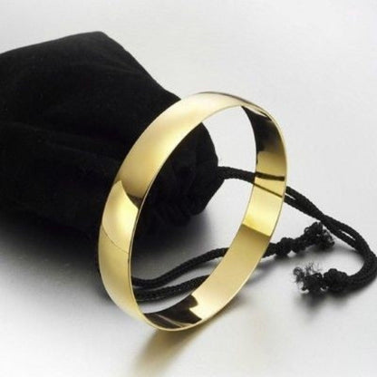 Extra Wide 18ct Heavy Yellow Gold Plated Large Plain Bangle Women's - USA Made-2