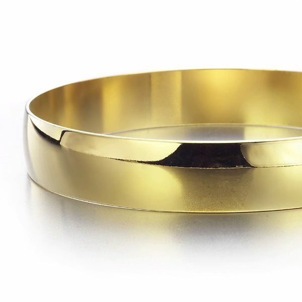 Extra Wide 18ct Heavy Yellow Gold Plated Large Plain Bangle Women's - USA Made-0