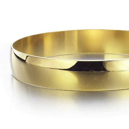 Extra Wide 18ct Heavy Yellow Gold Plated Large Plain Bangle Women's - USA Made-0