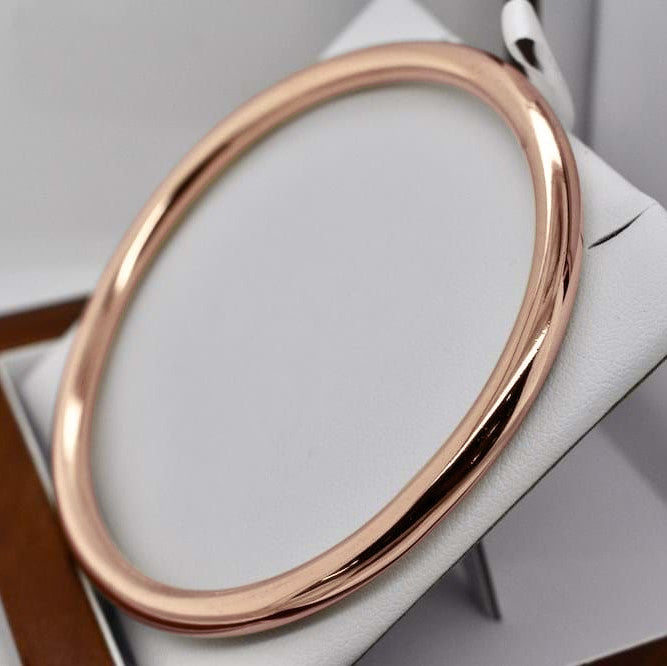 18ct Heavy Rose Gold Plated Classic Wide Solid Golf Bangle-1