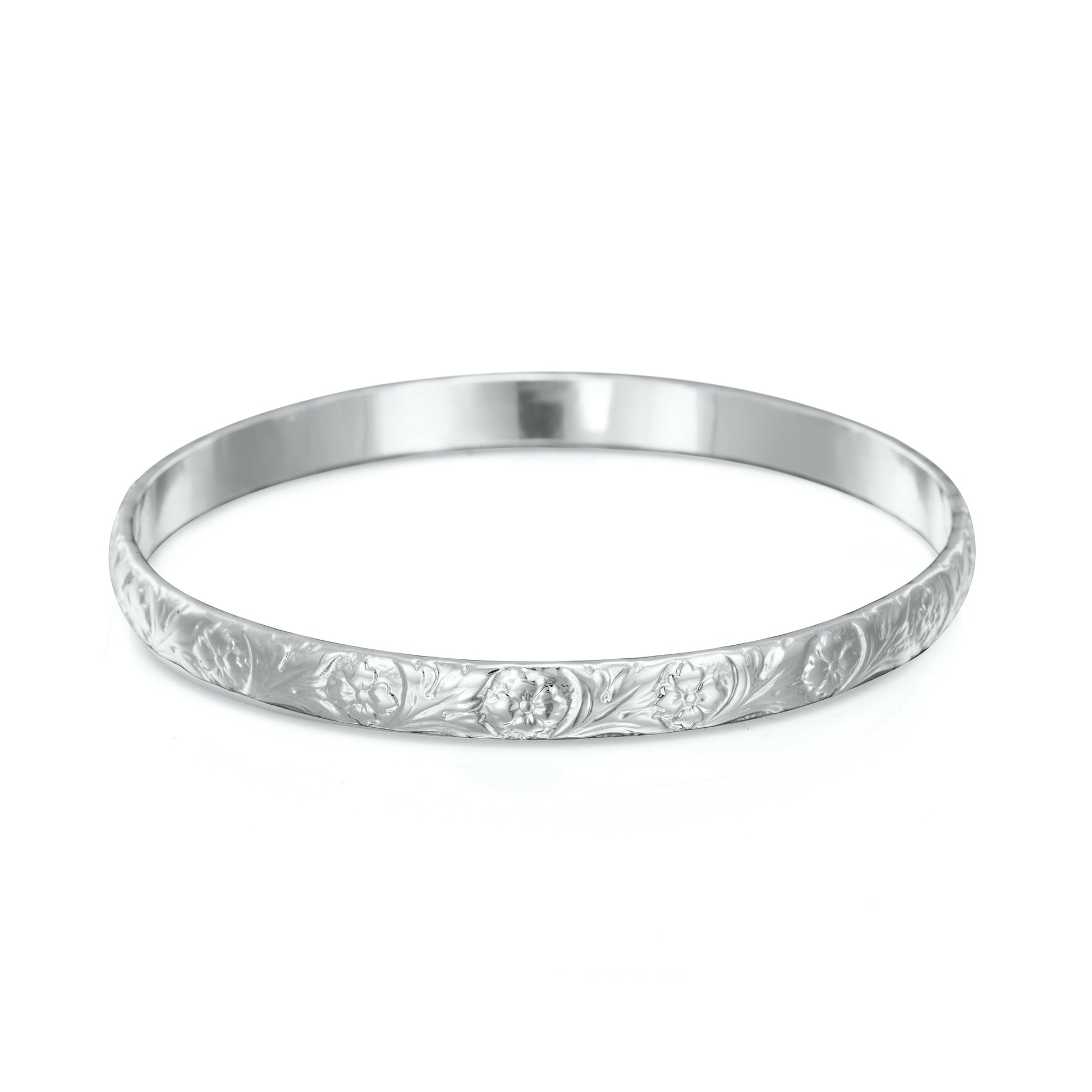 925 Sterling Silver Plated Embossed Filigree Women's Bangle - USA Made-0