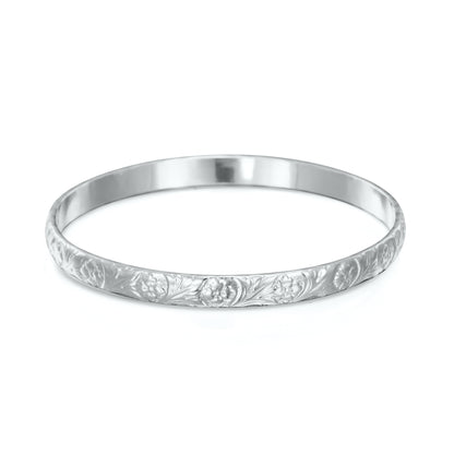 925 Sterling Silver Plated Embossed Filigree Women's Bangle - USA Made-0