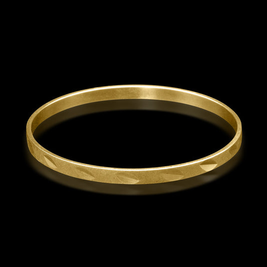 18ct Heavy Yellow Gold Plated Etched 5mm Wide Bangle-0