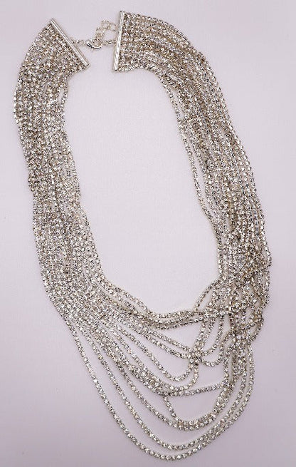 Faux Diamond Cascade Statement Necklace-2