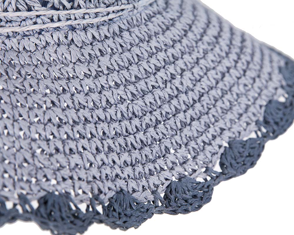 Blue soft wide brim ladies summer casual beach hat-2