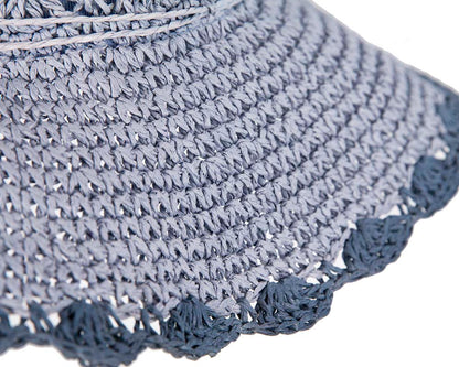 Blue soft wide brim ladies summer casual beach hat-2