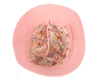 Pink ladies bucket summer beach hat with buckle