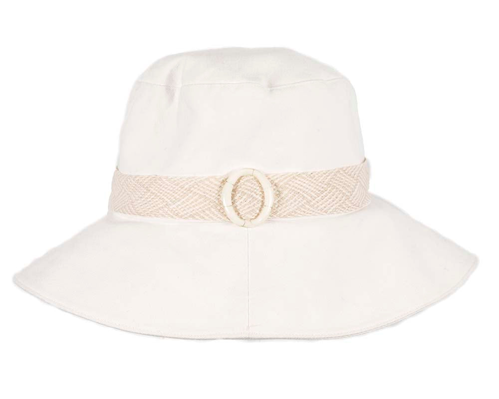 White ladies wide brim summer beach hat