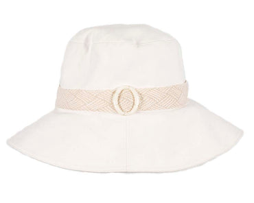 White ladies wide brim summer beach hat