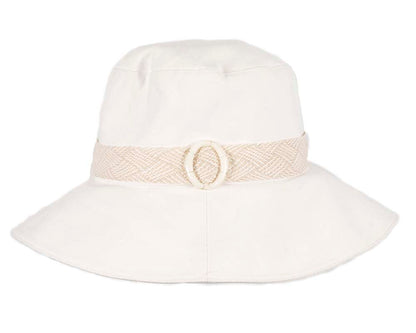 White ladies wide brim summer beach hat