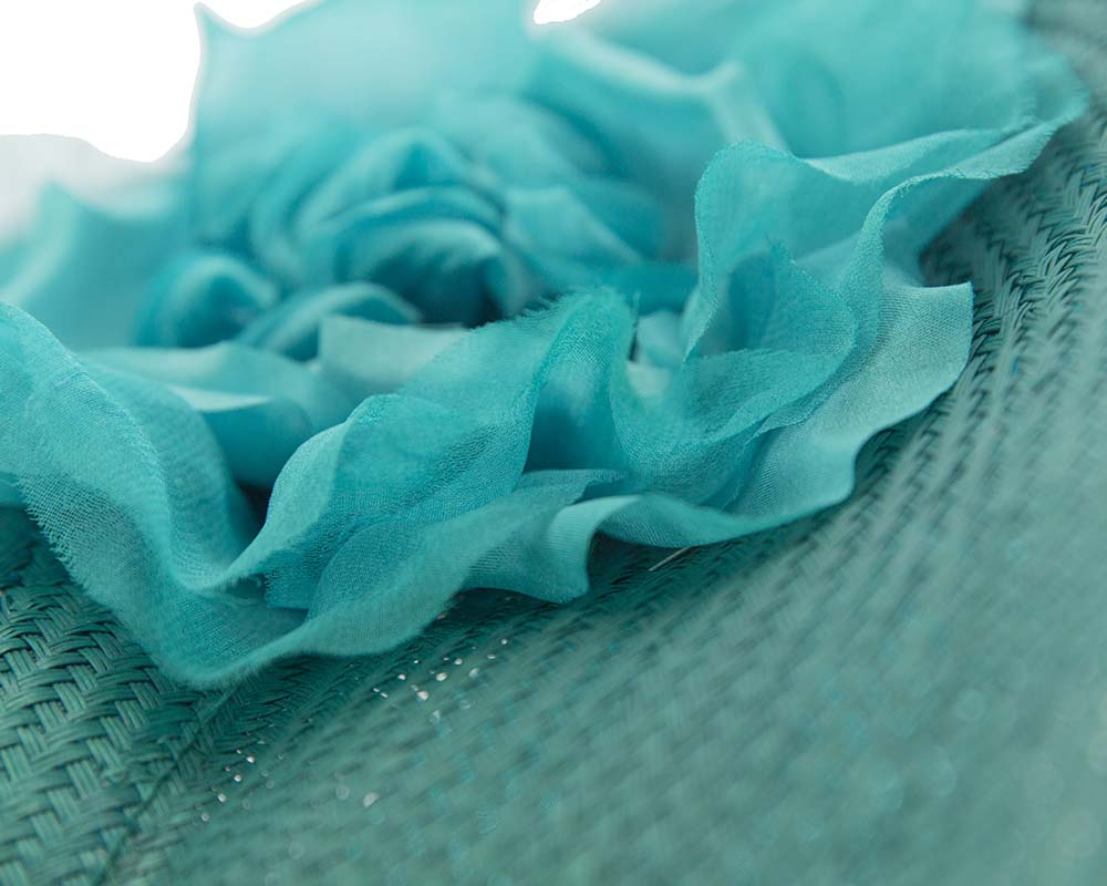Large turquoise racing fascinator hat-4