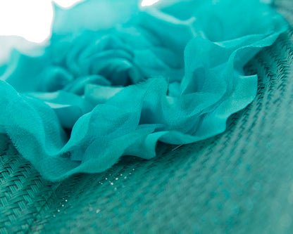 Large turquoise racing fascinator hat-4