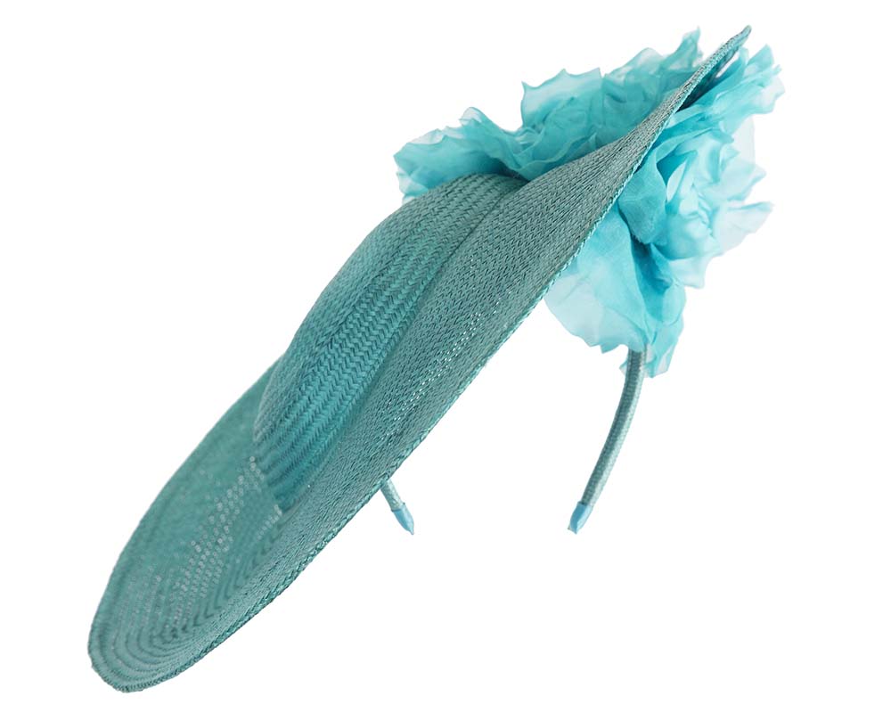Large turquoise racing fascinator hat-1