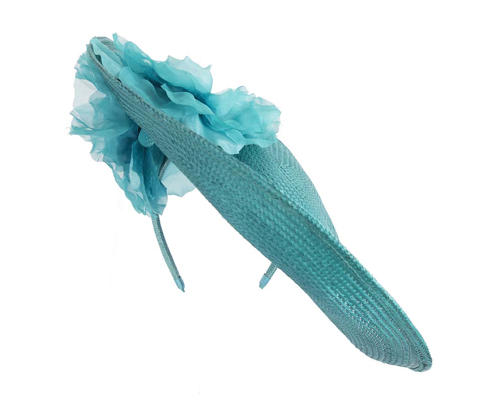 Large turquoise racing fascinator hat-2