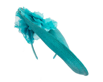 Large turquoise racing fascinator hat-2