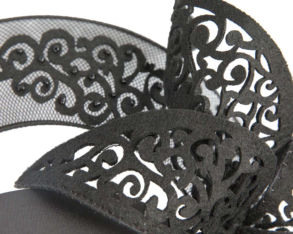 Exclusive black crown fascinator with lace