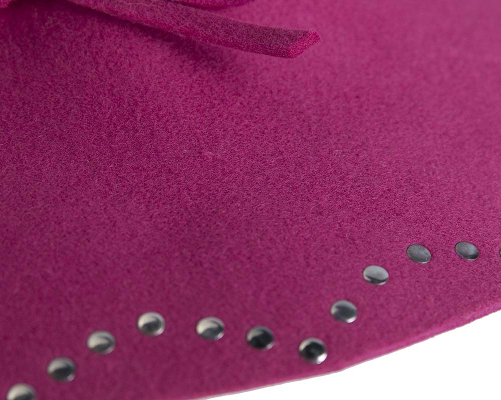 Wide brim fuchsia cloche hat by Cupids Millinery-4