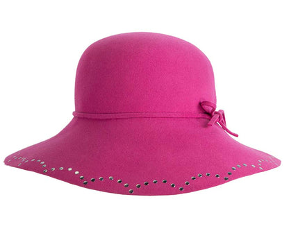 Wide brim fuchsia cloche hat by Cupids Millinery-3